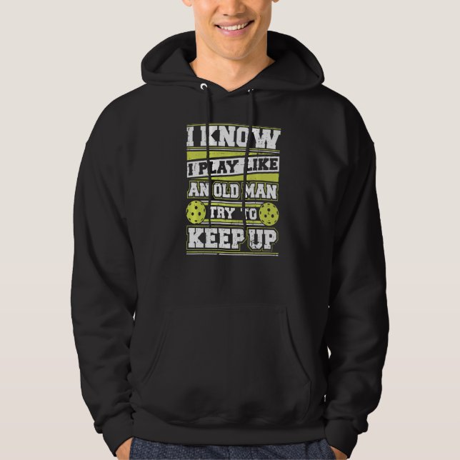 Pickleball Paddle Old Man Hoodie (Framsida)