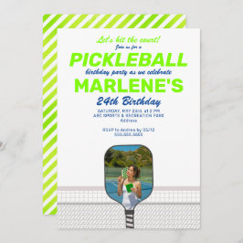 Pickleball Paddle Photo Dink Preppy Födelsedagsfes Inbjudningar