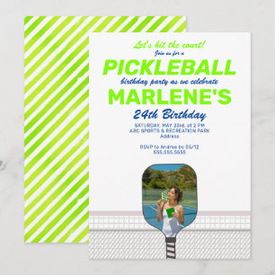 Pickleball Paddle Photo Dink Preppy Födelsedagsfes Inbjudningar