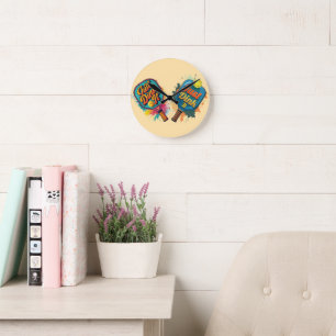 Pickleball Paddle - Porty & Roligt Design Rund Klocka