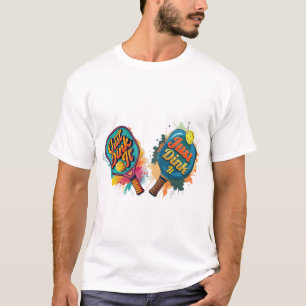 Pickleball Paddle - Porty & Roligt Design T Shirt