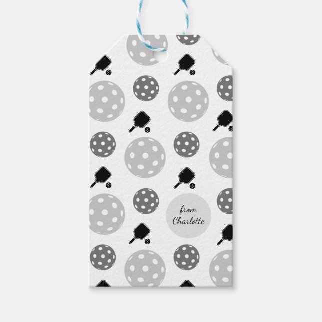 Pickleball Paddle Racket Boll Monogram Kids Namn Presentetikett (Framsidan)