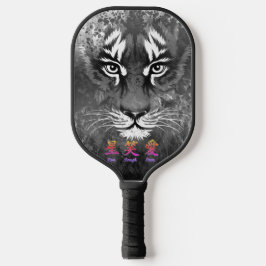 Pickleball Paddle TIGER IN BLACK JAPANESE FLOWERS