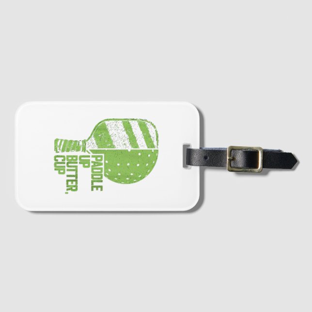 Pickleball Paddle Up Butter Kopp Bagagebricka (Framsida horisontal)