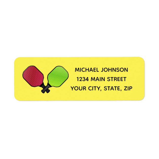Pickleball Paddles Design Returadress Sticker Returadress Etikett (Framsidan)