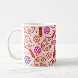 Pickleball Paddles med Retro Flowers Mönster Kaffemugg
