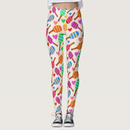 Pickleball Paddles Mönster med Hearts Leggings