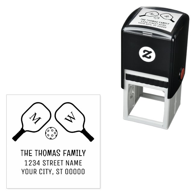 Pickleball Paddles och Boll Namn Adress Självfärgande Stämpel (In Situ)