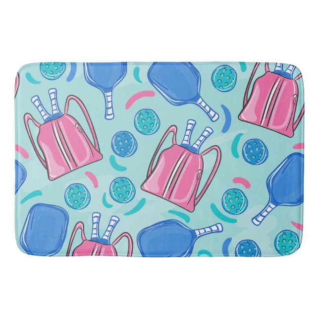 Pickleball Paddles och Bollar Blue Badrumsmatta (Framsidan)