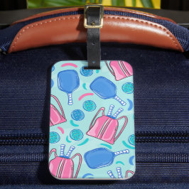 Pickleball Paddles och Bollar Blue Preppy Bagagebricka