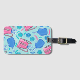 Pickleball Paddles och Bollar Blue Preppy Bagagebricka