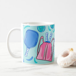 Pickleball Paddles och Bollar Blue Preppy Kaffemugg