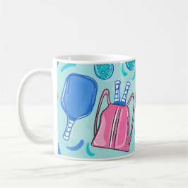Pickleball Paddles och Bollar Blue Preppy Kaffemugg