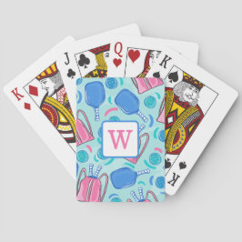 Pickleball Paddles och Bollar Blue Preppy Monogram Casinokort
