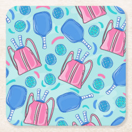 Pickleball Paddles och Bollar Blue Underlägg Papper Kvadrat