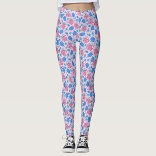 Pickleball Paddles och Bollar Rosa Mönster Leggings