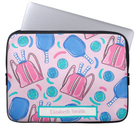 Pickleball Paddles och Bollar Rosa Preppy Anpassni Laptop Fodral