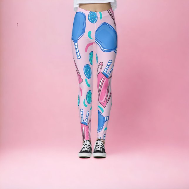 Pickleball Paddles och Bollar Rosa Preppy Leggings (Skapare uppladdad)