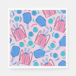 Pickleball Paddles och Bollar Rosa Preppy Pappersservett