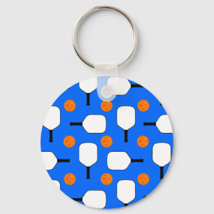 Pickleball Paddles, Orange Pickleball Bollar, Blue Nyckelring