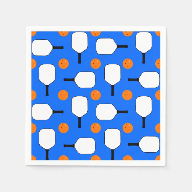 Pickleball Paddles, Orange Pickleball Bollar, Blue Pappersservett (Framsidan)