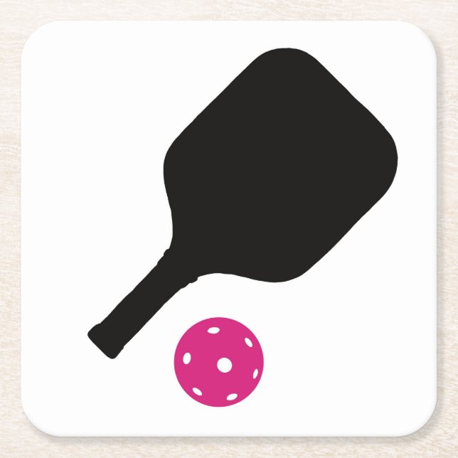 Pickleball paddles & rosa bollar underlägg papper kvadrat (Framsidan)