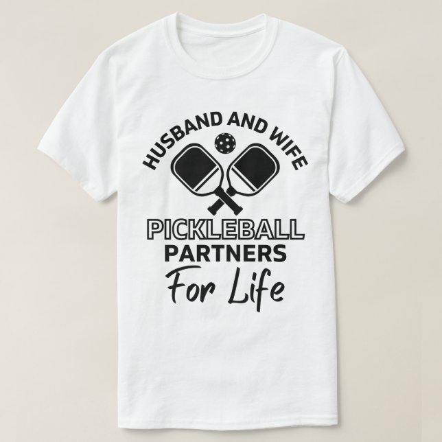 Pickleball Partners för Life roligt för Make och T Shirt (Design framsida)