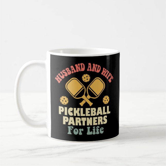 Pickleball-partners i make och frun för livet kaffemugg (Vänster)