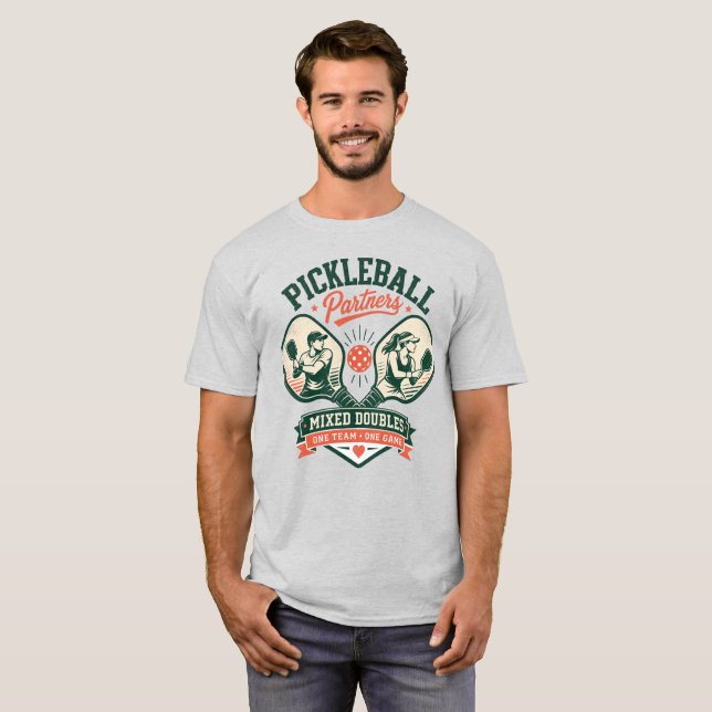 Pickleball-partners mixdubbel t shirt (Hel framsida)