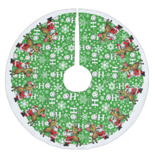 Pickleball Partners Santa & Rener Sleighing It Julgransmatta Borstad Polyester