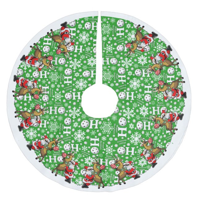 Pickleball Partners Santa & Rener Sleighing It Julgransmatta Borstad Polyester (Framsidan)