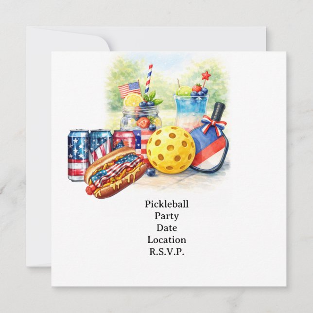 Pickleball Party 4th July Independence Day America Spara Datumet (Framsida)