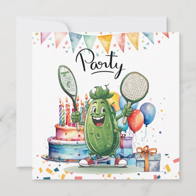 Pickleball Party Birthday Inbjudningar (Framsida)