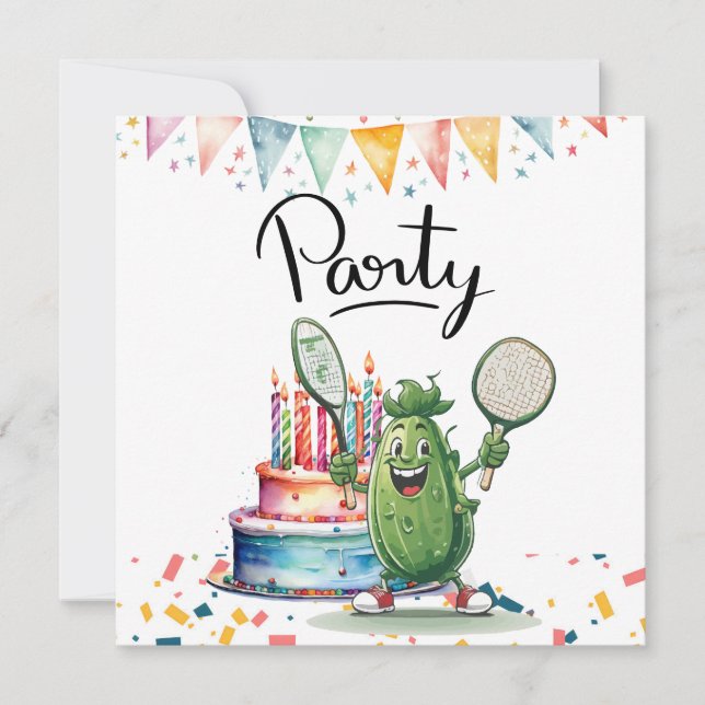 Pickleball Party Birthday Inbjudningar (Framsida)