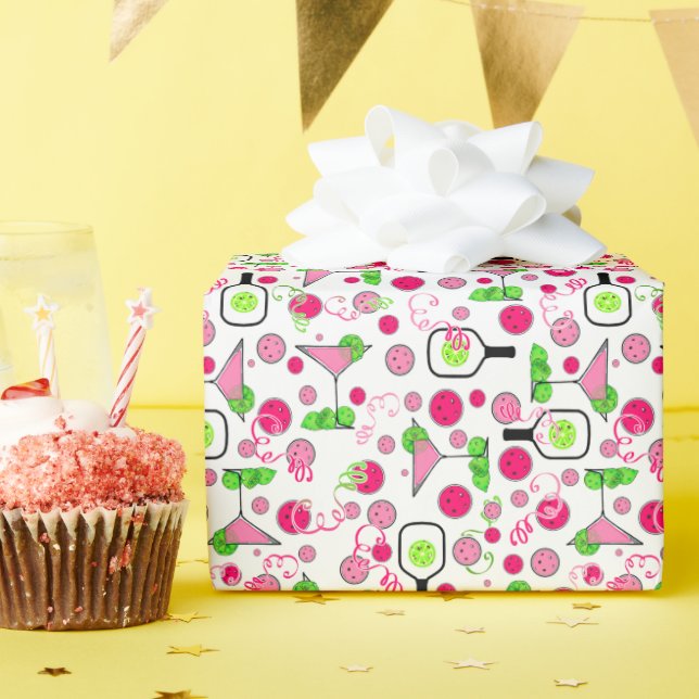 Pickleball Party Celebration Cosmo Cocktail White Presentpapper (Födelsedagsfest)