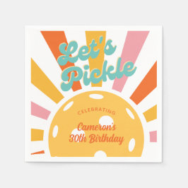 Pickleball Party Colorful Retro Sol sprängde Rand Pappersservett