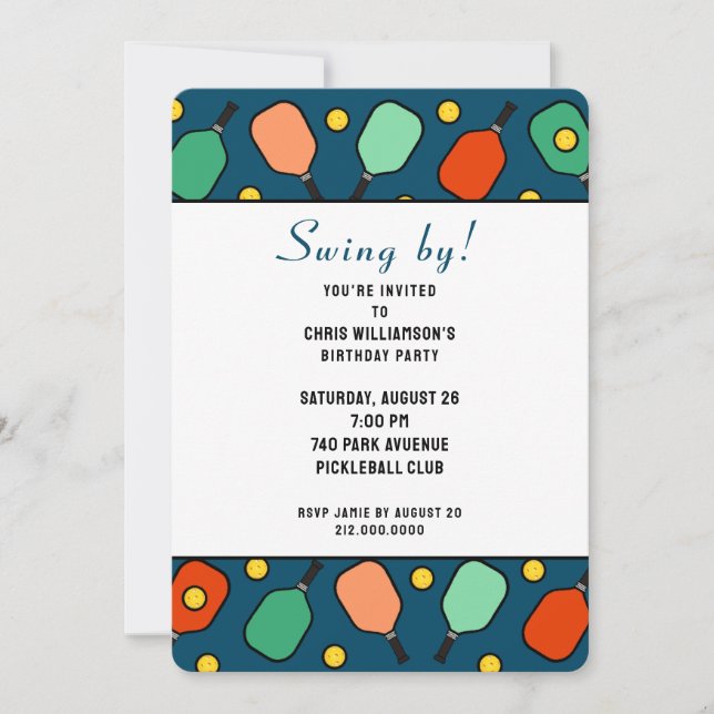 Pickleball Party Inbjudningar (Framsida)