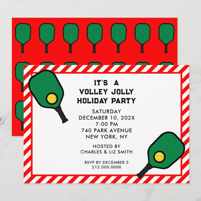 Pickleball Party Inbjudningar (Fram/baksida)