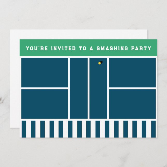 Pickleball Party Inbjudningar (Fram/baksida)