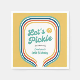 Pickleball Party Låt oss Pickle Retro Rainbow Rand Pappersservett