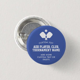 Pickleball Party Paddles Blue White Anpassningsbar Knapp