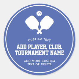 Pickleball Party Paddles Blue White Anpassningsbar Runt Klistermärke