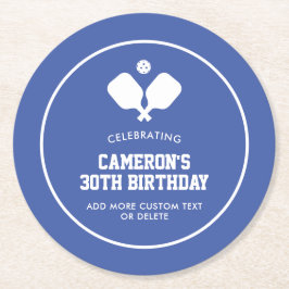 Pickleball Party Paddles Blue White Anpassningsbar Underlägg Papper Rund