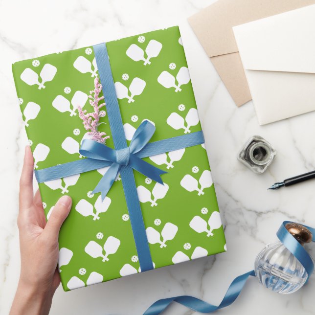 Pickleball Party Paddles Grönt White Boll Gift Presentpapper (Gifting)