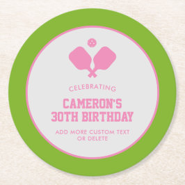 Pickleball Party Paddles Rosa Grönt Anpassningsbar Underlägg Papper Rund