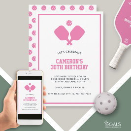 Pickleball Party Paddles Rosa White Anpassningsbar Inbjudningar