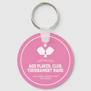 Pickleball Party Paddles Rosa White Anpassningsbar Nyckelring