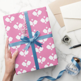 Pickleball Party Paddles Rosa White Boll Gift Presentpapper