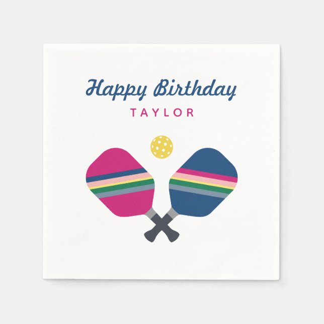 Pickleball Party Personlig Namn Anpassningsbar Nap Pappersservett (Framsidan)