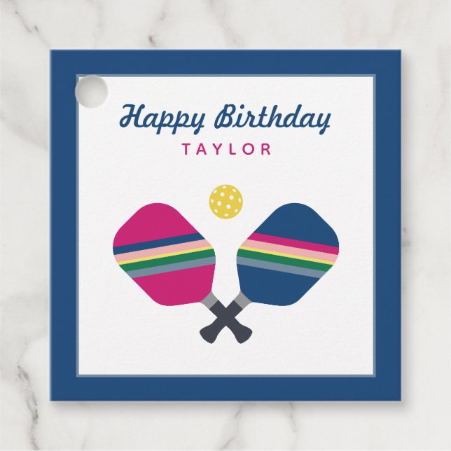 Pickleball Party Personlig Namn Blue Party Gåvor Etiketter (Framsida)